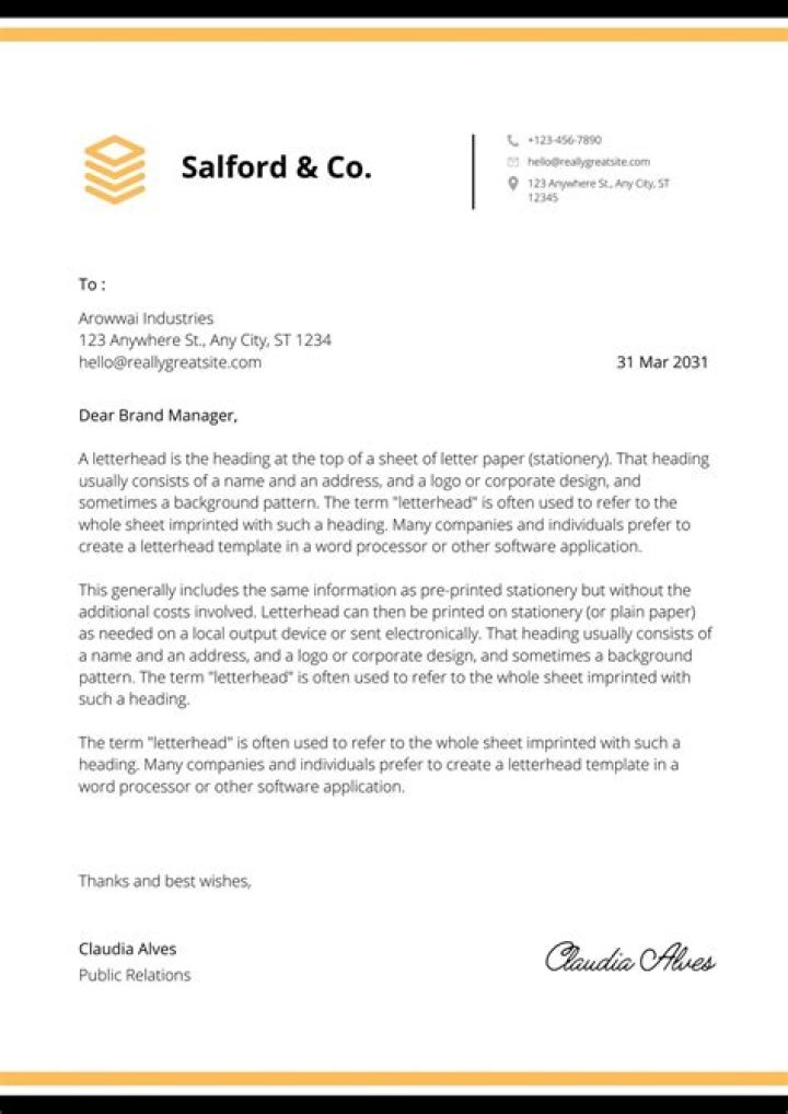 How big should a letterhead header be?