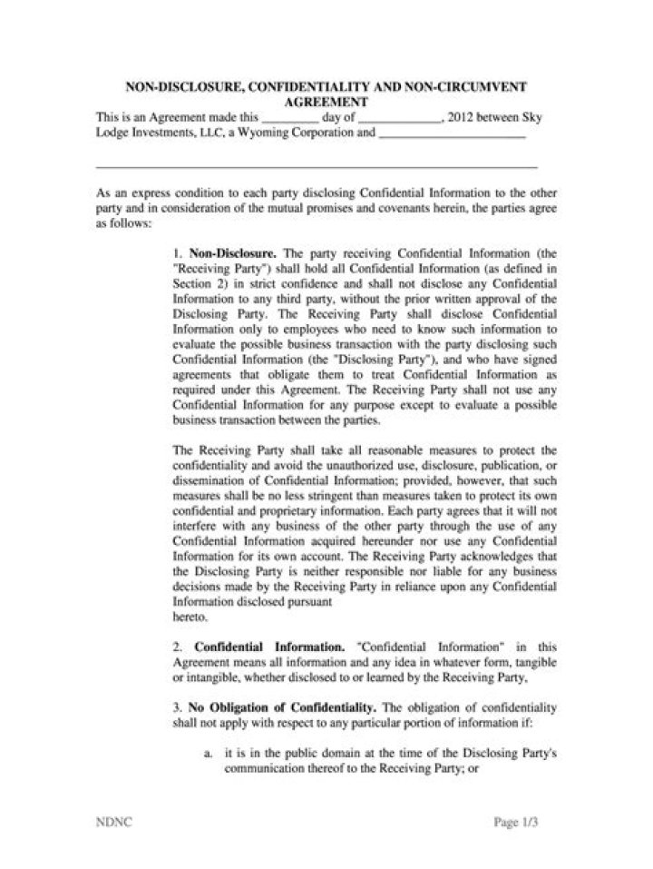 What is non circumvent agreement?