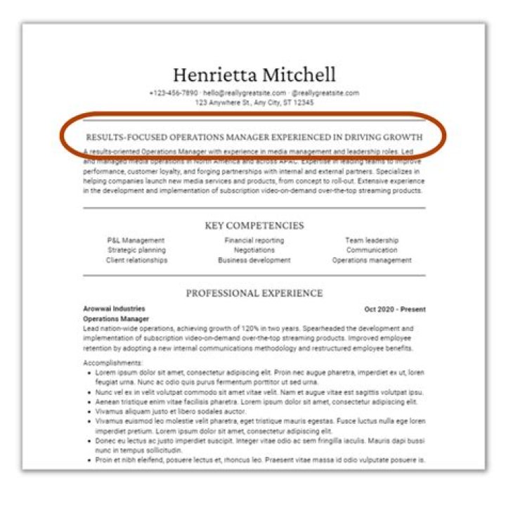 What is resume headline for experienced?